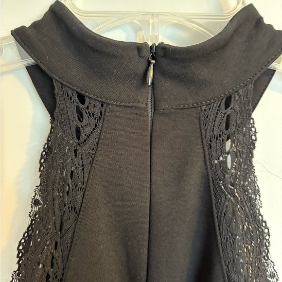 Lulu’s Black Mini Dress With Open Lace Trim Small Sleeveless - Picture 7 of 12
